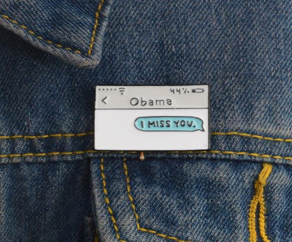 

obamai miss you text message enamel pins lapel pins badges brooches for men women backpack hat bag accessories6832042, Gray
