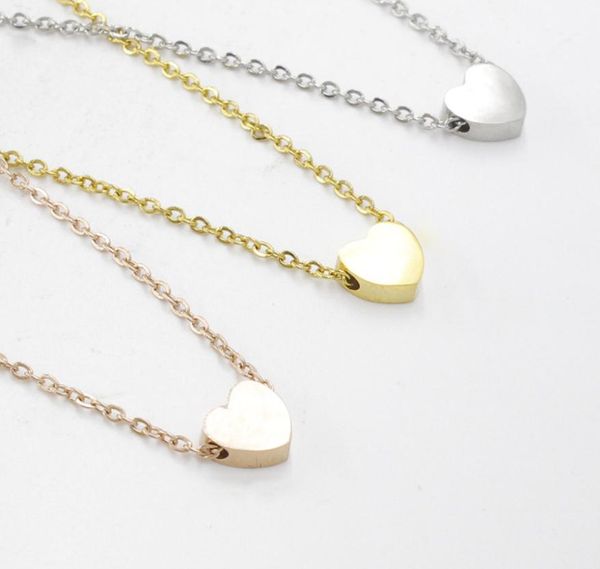 

fashion love heart pendant necklace for women simple classic design gold necklace stainless steel chokers necklaces party wedding 7351195, Silver