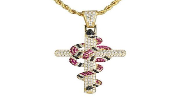 

18k gold plated ed coral cross pendant in white gold iced out zircon bling hip hop jewelry gift4210860, Silver
