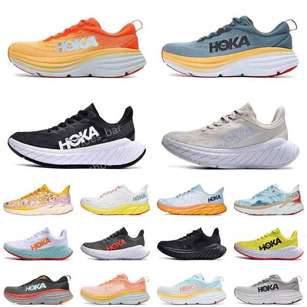 

hoka bondi 8 clifton athletic shoes runner hokas carbon x2 triple black white light blue outdoor sports designer trainers lifestyle shock ab