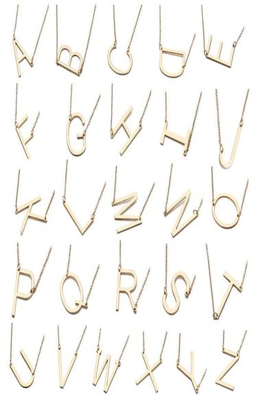 

vintage gold color 26 initial letter choker necklace for women personalized az pendant necklace summer jewelry5770959, Silver