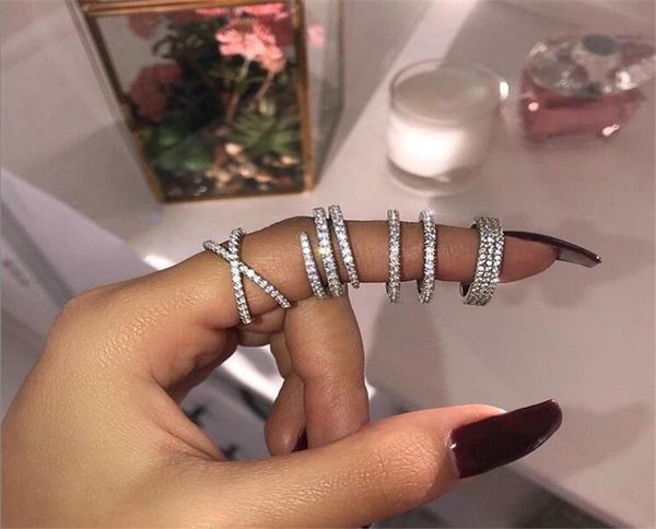 

ins sell simple fashion jewelry real 925 sterling silver pave white sapphire cz diamond gemstones party women wedding cross ri6516334, Slivery;golden