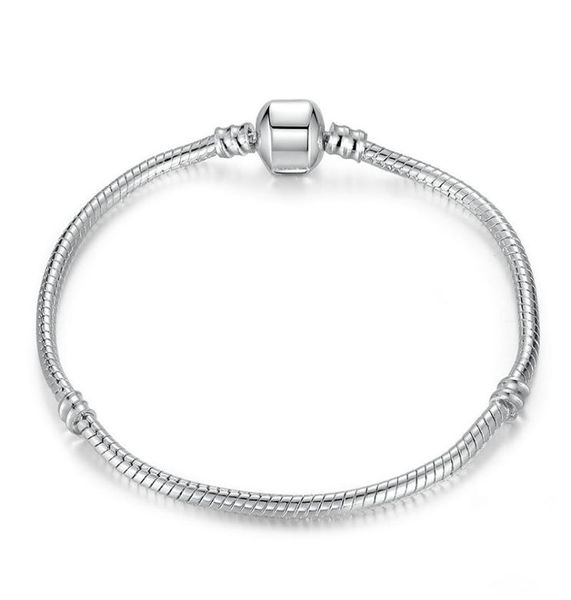

bracelet 1623cm silver snake chain link bracelet fit european charm pandora bracelet for women diy jewelry making9650340, Black