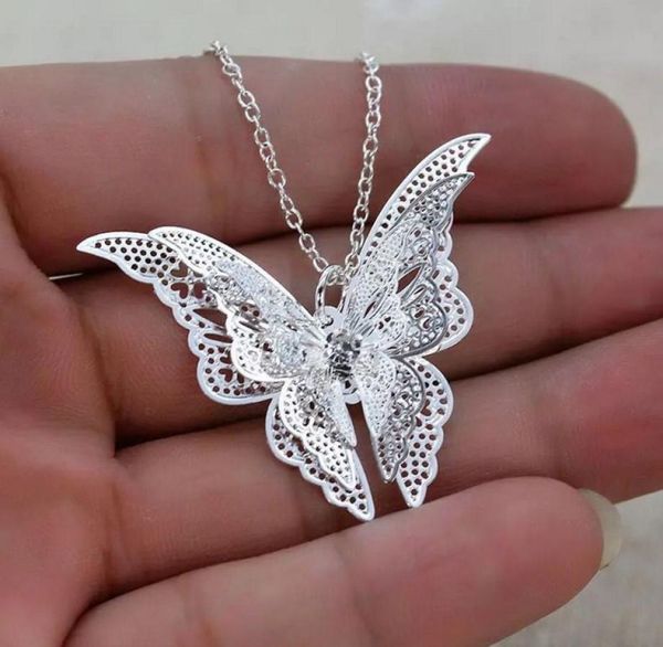 

isang 925 sterling silver pendant necklace american european 3d butterfuly necklace girls jewelry whole5857855