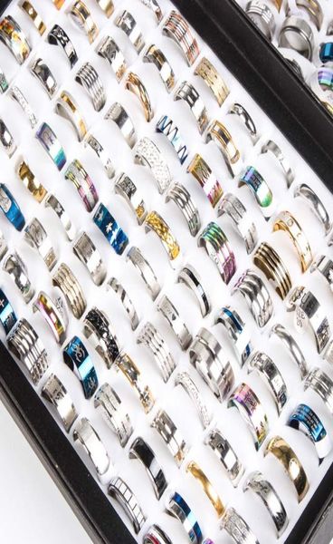 

whole bulk women rings set stainless steel couple wedding bands mens jewelry party gifts5376918, Golden;silver