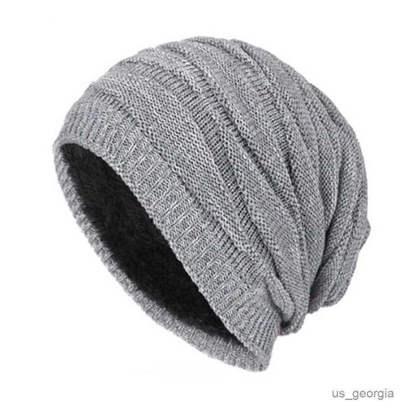 

caps tide knitted woolen hat winter velvet warm diamond-shaped men's outdoor cap r230627, Blue;gray