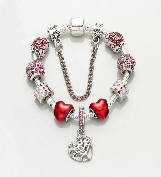 

wholesale-silver fashion creative red love beads european charm bracelet suitable for pandora style female diy bone bracelet jewelry7602047, Black