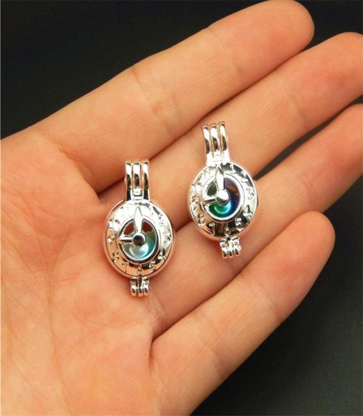 

10pcs silver clock pearl cage jewelry making supplies beads cage pendant aroma essential oil diffuser locket for oyster pearl4644182