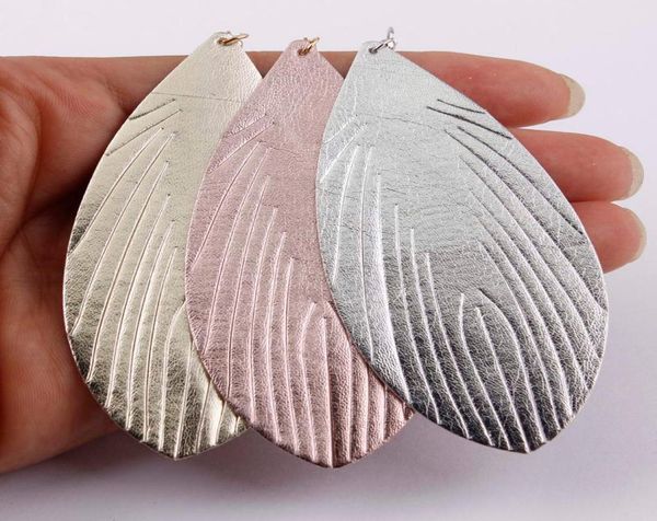 

large feather leather earrings for women bohemia style unique leaf dangle drop earrings boho fashion summer jewelry2669017, Silver