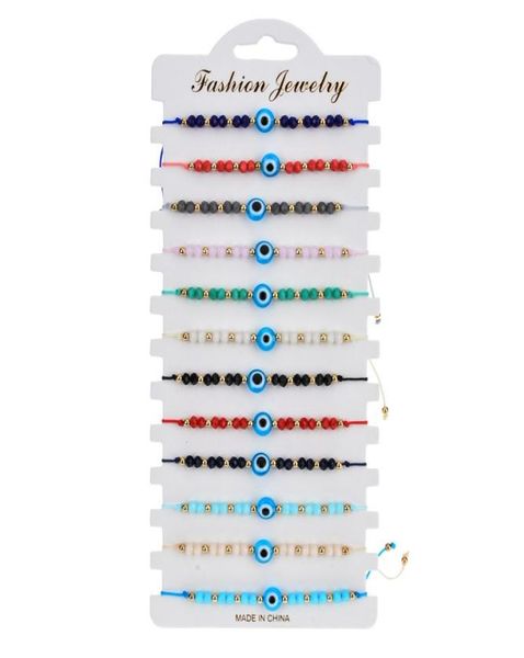 

12 pcs colorful evil eye beaded bracelets handmade braided string good luck nazar amulet bangle lucky turkish religious symbol jew7914303, Golden;silver