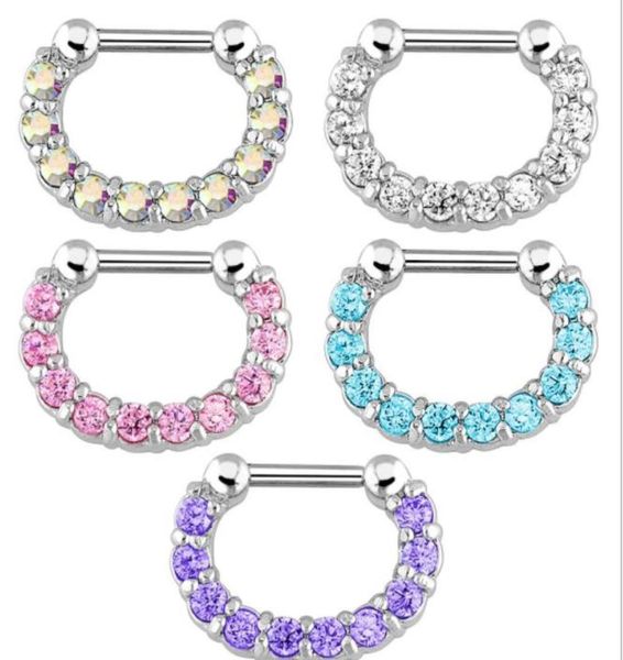 

rings studs jewelry30pcs rhinestone crystal hoops surgical steel cz septum clicker nose ring piercing body jewelry drop d9683332, Silver