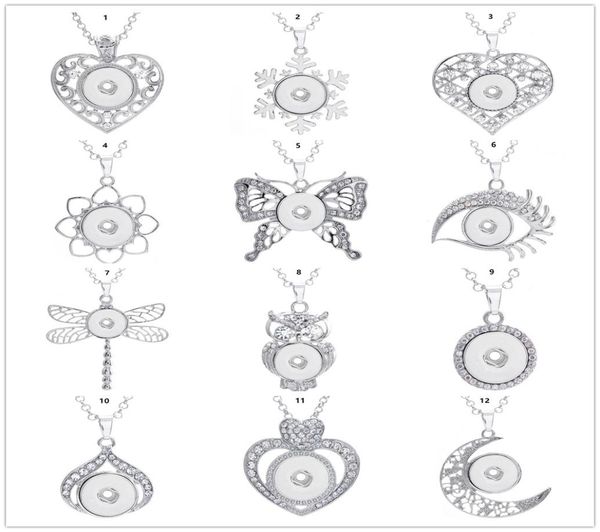 

fashion women snaps button pendant necklace diy ginger snap jewelry with chain fit 18mm charm woen men gift3849606, Silver