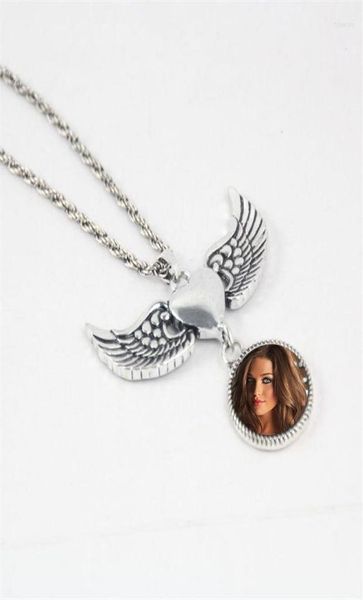 

pendant necklaces pendants for sublimation white k peach heart angel women button jewelry transfer diy consumable6389944, Silver