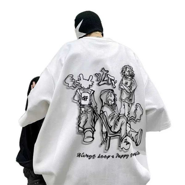 

pure cotton american high street clothing men's short sleeved summer niche design sense, oversized heavy weight t-shirt trendy trend, White;black