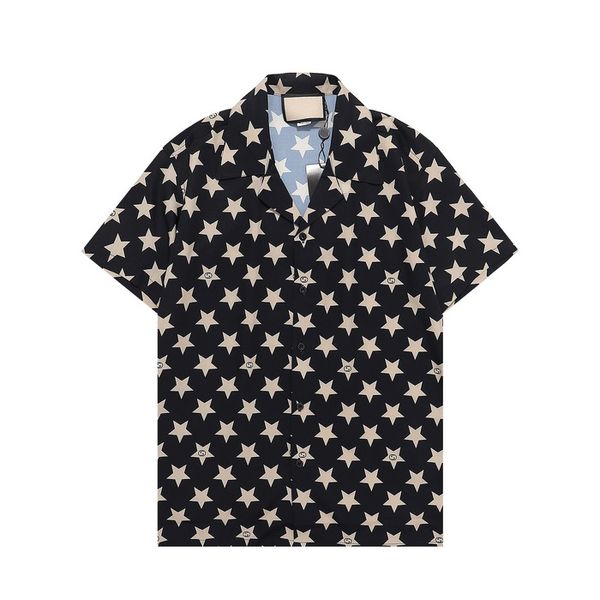 

men's designer shirt summer short sleeve casual button up shirt printed bowling shirt beach style breathable t-shirt clothing #515, White;black