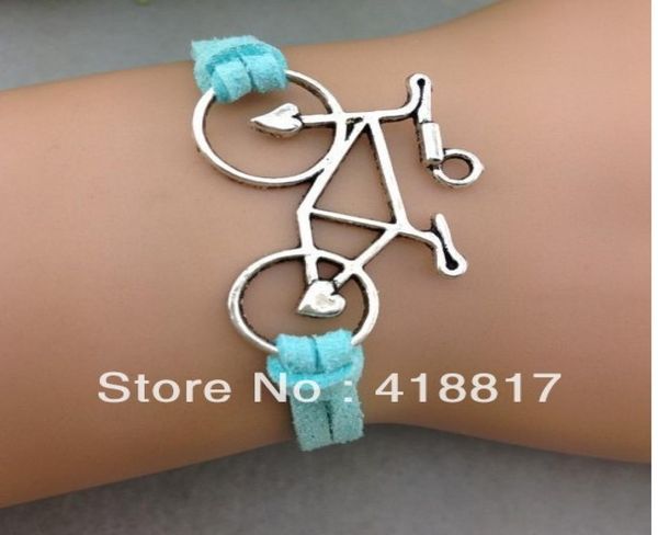 

bicycle charm braceletantique silver braceletwax cords and imitation leather braid bracelet4852044, Golden;silver