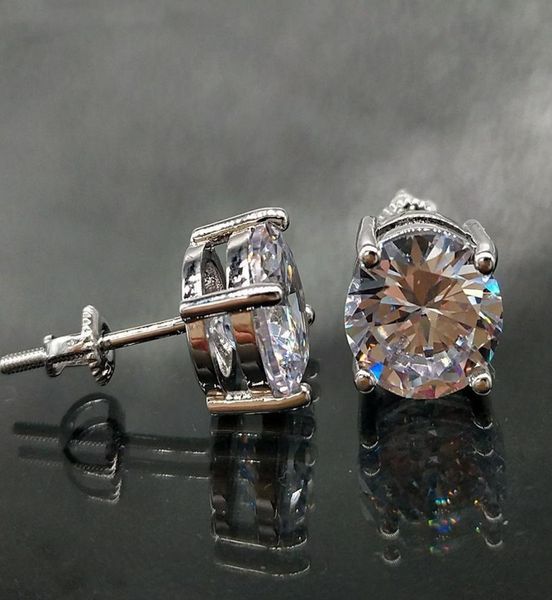 

drop delivery 2021 18k gold hip hop iced out cz zirconia round stud 0dot4 0dot6 0dot8cm for men and women diamond earrings studs r9979415, Golden;silver