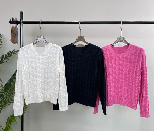 

612 2023 runway sweater pullover long sleeve crew neck flora print pink black white fashion casual women clothes shang, White;black