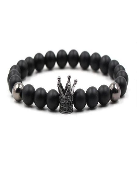 

natural stone beaded strands bracelets zircon crown mens bracelets handmade beads bracelet bangles for men women jewe2078370, Black