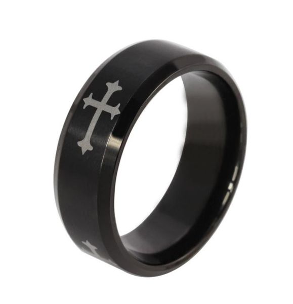 

fashion mens rings stainless steel cross rings for men black wedding engagement band jewelry2648517, Silver