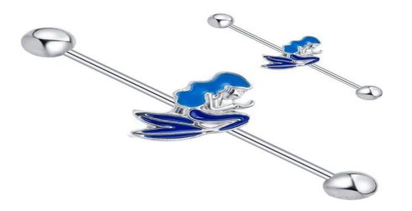 

316l stainless steel earrings industrial piercing barbell fashion ear bar 14 gauge tragus pircing body jewelry1548886, Silver