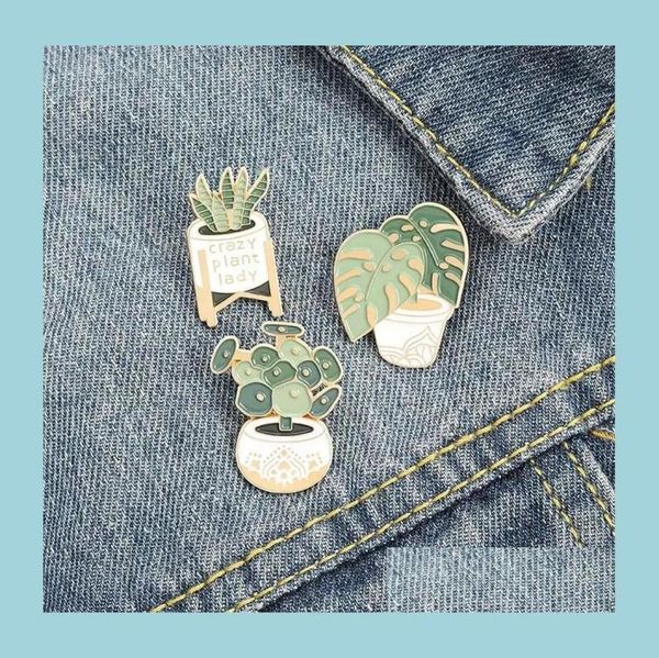

pins brooches cute plant green metal brooches pin enamel pins for women men gift fashion jewlery drop delivery jewelry dhet95770512, Gray