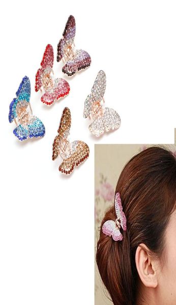 

elegant women girl butterfly claw crystal barrettes rhinestone hair clip clamp hairpin jaw7311313, Golden;silver