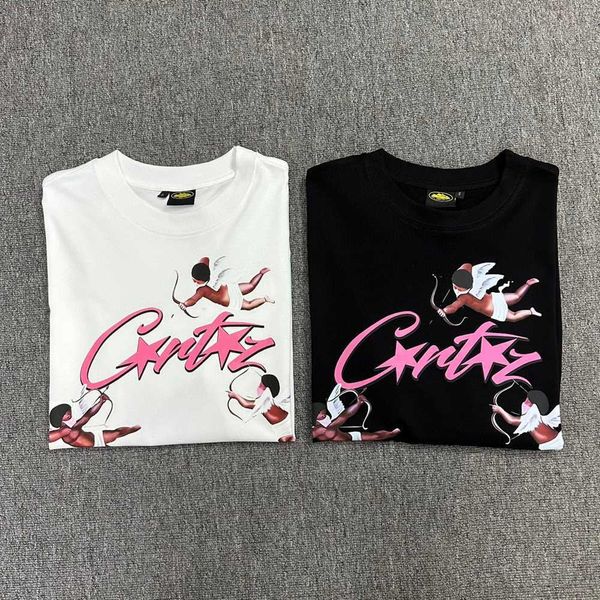 

cort devil's island cupid letter print summer street youth loose casual trend short sleeve t-shirt eiz, White;black