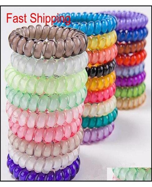 

rubber bands 25 colors 5 cm telephone wire cord gum tie girls elastic hair band ring rope candy color bracelet stretc9575281, Pink