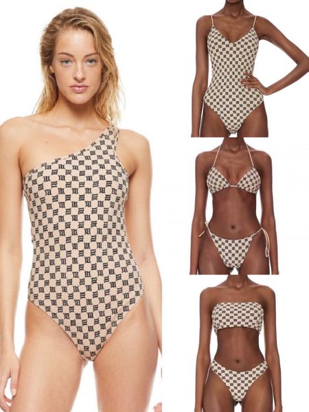 

fashionable designer women girls' one piece swimsuit underwear  letter printed vintage swimsuit ins style one shoulder summer swimwear, White;black