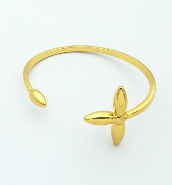 

designer jewelry women golden bangle flower cuff stainless steel bracelets silver rose gold hand strap correct logo stamp printed 6533625, Black