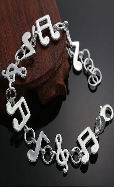 

fine 925 sterling silver bracelet for women menfashion party european charm music chain 8inch bracelet italy 2018 new arrival xma7313018, Black