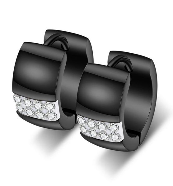 

luxury brief gold plated titanium steel circle earrings fashion men women glaring zircon earrings jewelry high grade hoop huggie e8624803, Golden;silver