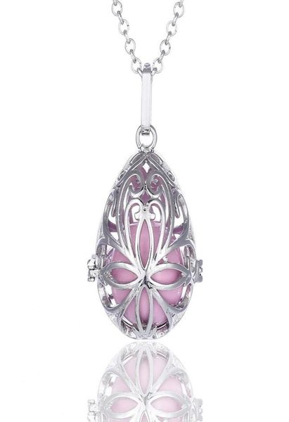 

pearl cage pendant necklace essential oil diffuser aromatherapy color beads mix design 2018 hollow locket clavicle chain necklace 1072195, Silver