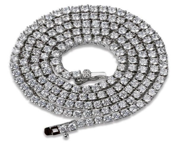 

hip hop gold chain 1 row round cut tennis necklace mens punk iced out rhinestone chain necklace micro inlaid cubic zircon choker2779934, Black