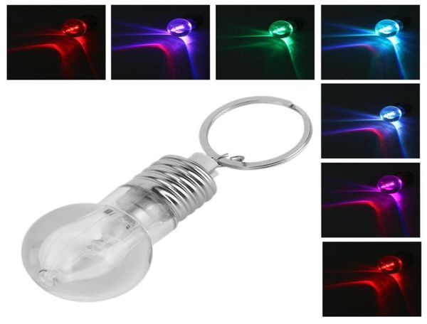 

creative colorful changing led flashlight light mini bulb lamp key chain ring keychain clear lamp torch keyring whole4889038, Silver