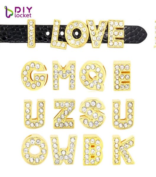 

130pcs 8mm gold color slide letters charms english alphabet az fit bracelet wristband pet name collar dog collar lssl071301324056, Bronze;silver