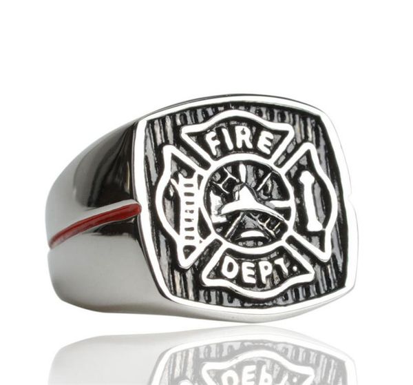 

316l stainless steel men039s american fire dept rings united states firefighter man ring new fireman military red l6887319, Golden;silver