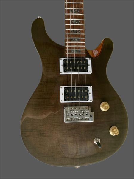 

prs electric guitar lotus knot mosaic, coffee prs body, bridge vibrato