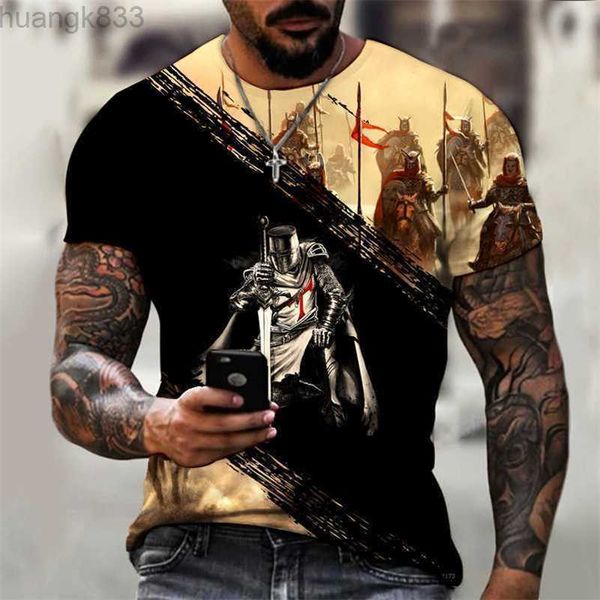 

men's t-shirt platform knight horror skeleton 3d printing short sleeve, White;black