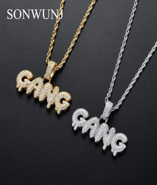 

men cz gang pendant iced out cubic zircon necklace hip hop gift jewelry bling bling cn0725605934, Silver