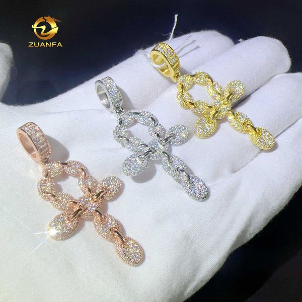 

zuanfa custom cross pendant 925 sterling silver necklace pendant hip hop moissanite cross pendants