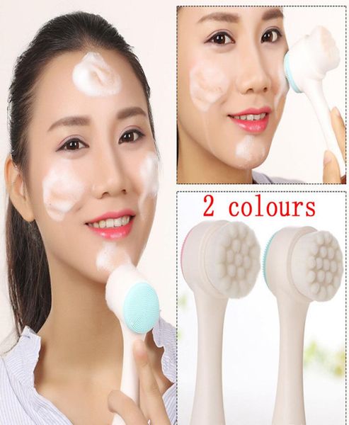 

professional brush tool twosided silicone wash face brush facial pore cleanser body cleaning skin massager beauty spa facial care5388344