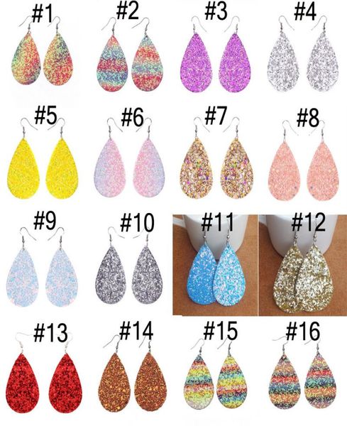 

fashion glitter teardrop pu leather sequins charm earrings water drop drop earrings jewelry for women lady9019247, Silver