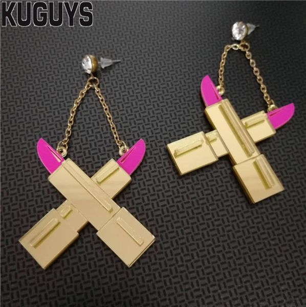 

kuguys fashion jewelry gold mirror acrylic drop earring for women lipstick tassel dangle earrings1859486, Silver