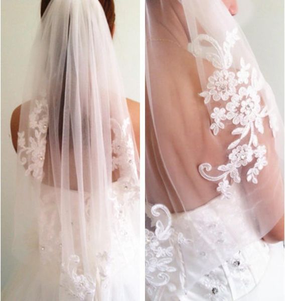 

whole bridal veils handmade applique glass drill single veil hair comb accessories wedding bride special gifts8131130, Black