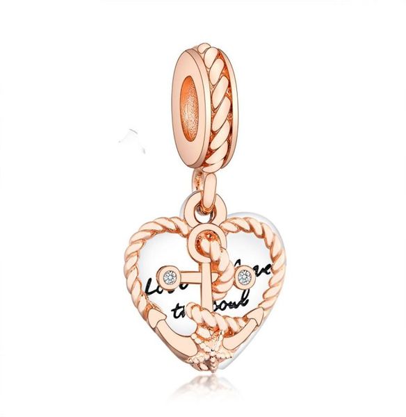 

authentic 925 sterling silver rope heart love anchor dangle charms pendant beads fit brand charm bracelet diy jewelry6211044, Black