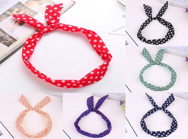 

boho hair accessories for girls women dot printed wired headband cute polka dot tartan retro scarf wire hair band summer4869947, Silver