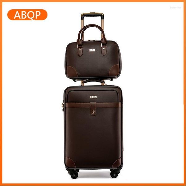 

suitcases 16 "portable suitcase men's leather carry on universal wheel 20" boarding luggage sets travel female password