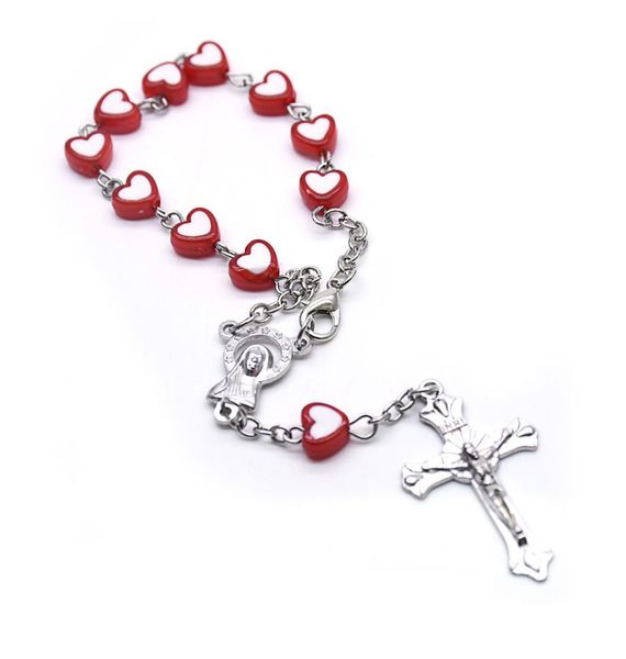 

red heart cross children rosary bracelet our lady of christ religious church prayer supplies4547323, Black